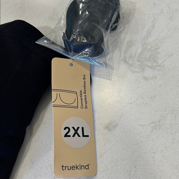 Truekind®️ Convertible Strapless Bandeau Bra Black 2XL - Picture 5 of 8